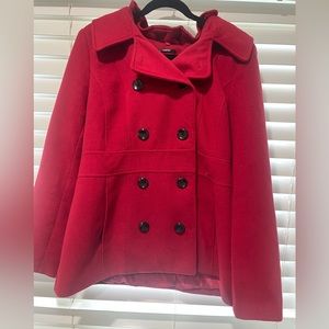 Women's XL style & co Red peacoat with detachable hood